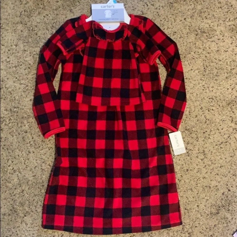 Carter’s Buffalo check girls Christmas dress 14 flannel